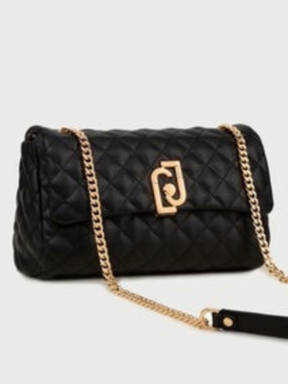 Liu Jo Black Quilted Crossbody Bag with Gold Chain